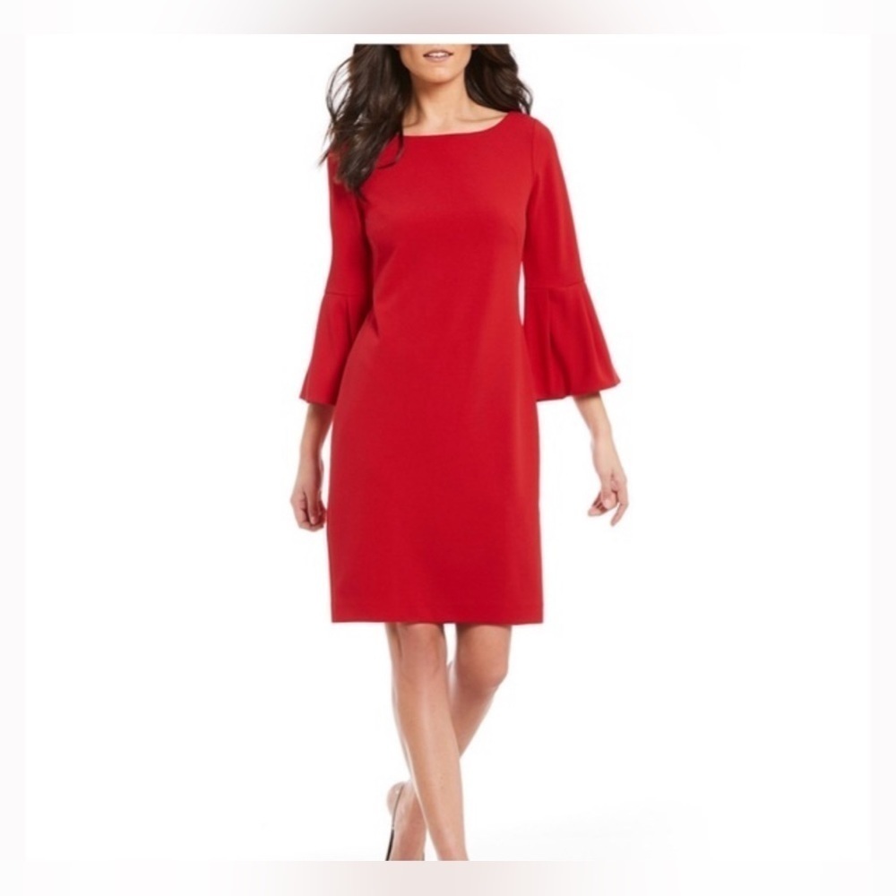 INC Red Dress With Bell Sleeves Size M